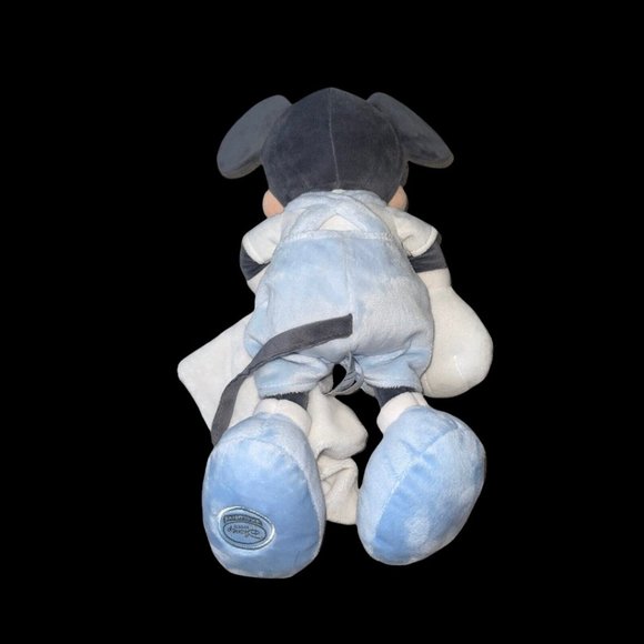 Mickey Mouse 14" Disney Store Exclusive Plush Blue/Gray Baby Romper Blanket - Picture 6 of 7